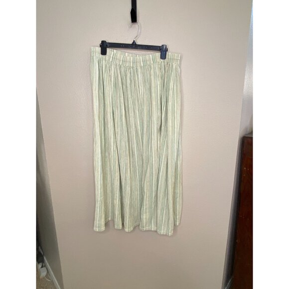 Hunt Club Women’s Tall Green Striped Pull-On Maxi Skirt M-Tall 100% Cotton - Picture 3 of 7